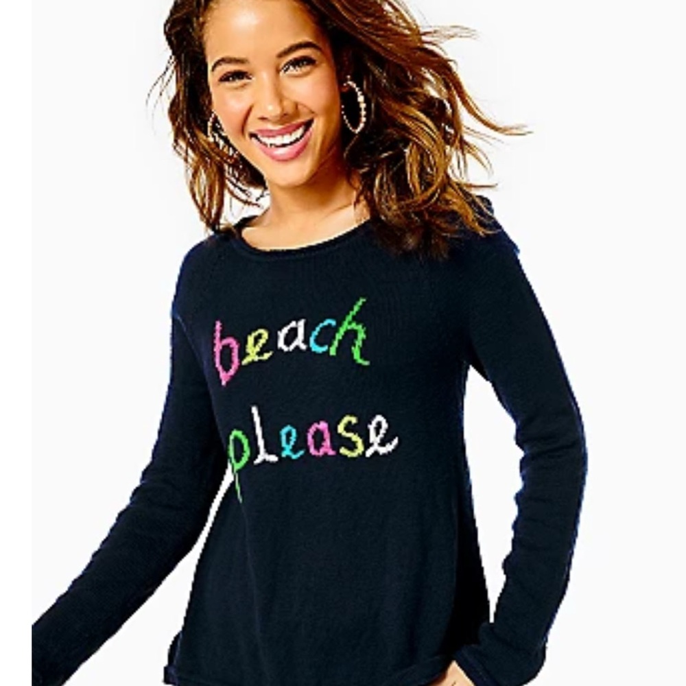 Lilly Pulitzer Blue Long Sleeve Sweatshirt with Playful Text